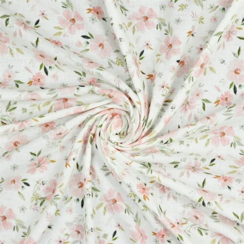 Mousseline Fleurs Digitales - Blanc