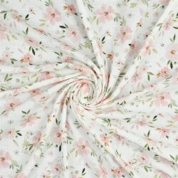 Musselin Digital Blumen - weiß