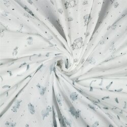 Muselina Organic Digital Hojas - blanco