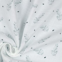 Mussola Organic Digital Leaves - bianco