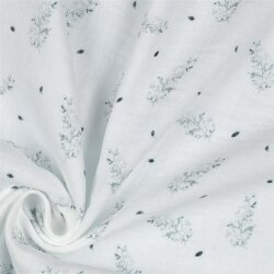 Muselina Organic Digital Hojas - blanco