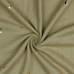 Muslin Gold Moon and Stars - taupe