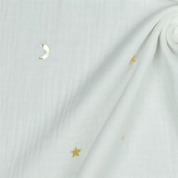 Muslin Gold Moon and Stars - Old White