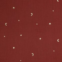 Muslin MOON & Stars - bordeaux foncés