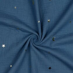 Musselin Gold Mond und Sterne - jeans