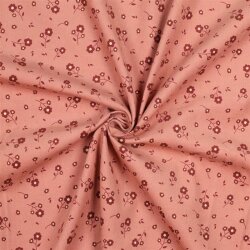 Velours côtelé fin pailleté petites fleurs - rose perle