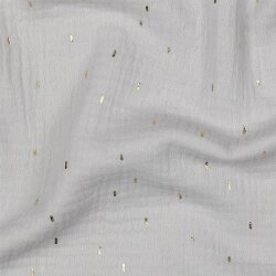 Musselin Gold Striche - lichtgrau