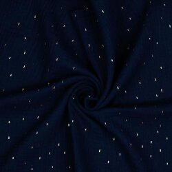 Muselina Gold Strokes - azul oscuro