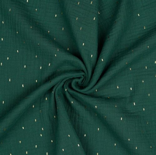 Muslin Gold Strokes - Dark Green