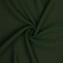 Mussola di cotone organico a tre strati - verde scuro