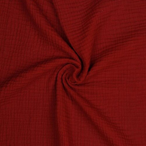 Mousseline de coton biologique à trois plis - rouge rubis