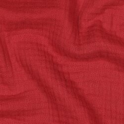 Mussola di cotone organico a tre strati - rosso rubino
