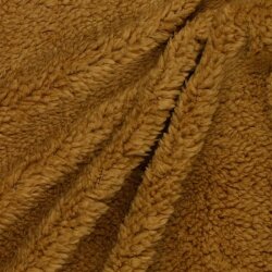Tessuto peluche in pelliccia sintetica - cammello