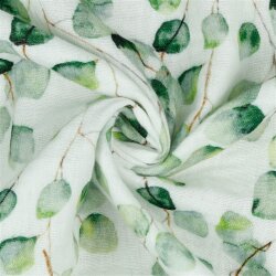 Muslin Organic Digital Eucalyptus - bílý