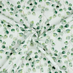 Muslin Organic Digital Eucalyptus - white