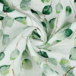 Muslin Organic Digital Eucalyptus - white