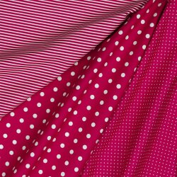 Baumwollpopeline Streifen - dunkelpink