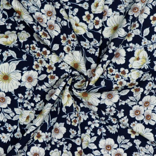 Viscose bloemen - donkerblauw