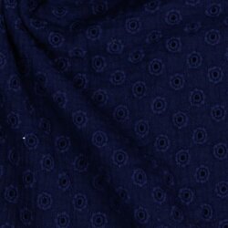Muslin perforated embroidery small flowers - dark blue