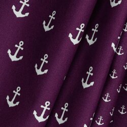 Popeline coton ancre - violet