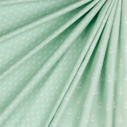 Popeline coton ancre - menthe