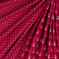 Popeline coton ancre - cerise