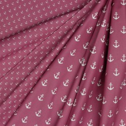 Popeline coton ancre - mauve
