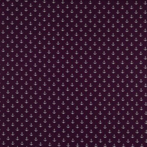 Popelín de algodón anclas pequeñas - morado