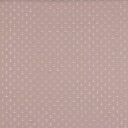 Popeline di cotone con piccole ancore - rosa scuro