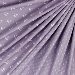 Popeline de coton petites ancres - violet clair