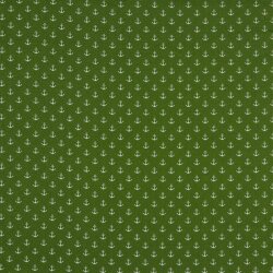 Popeline coton petites ancres - vert