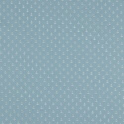 Popeline coton petites ancres - bleu clair