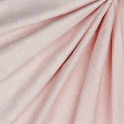 Popeline de coton petites ancres - rose clair