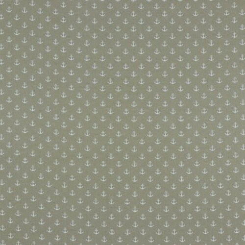Popeline coton petites ancres - sable