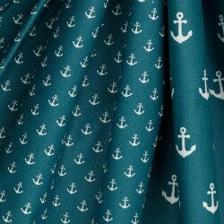 Cotton poplin small anchors - dark petrol