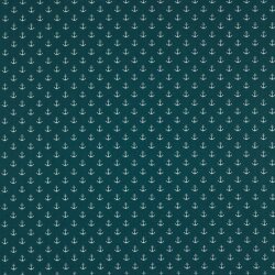 Cotton poplin small anchors - dark petrol