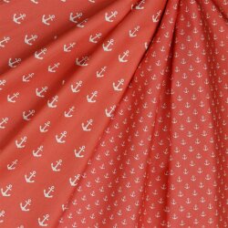 Cotton poplin small anchor - coral