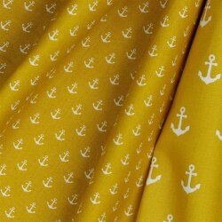 Cotton poplin small anchors - ochre