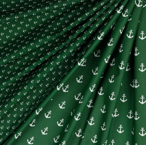 Cotton poplin small anchors - dark green