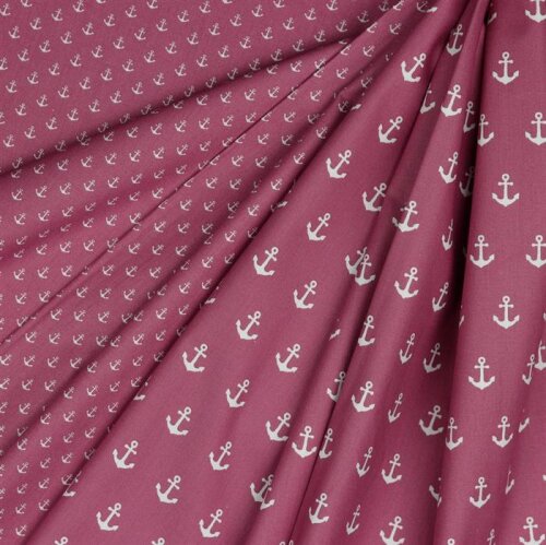 Cotton poplin small anchor - mauve