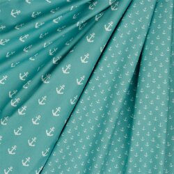 Cotton poplin small anchors - old green