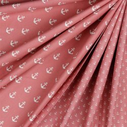 Cotton poplin small anchors - pearl pink