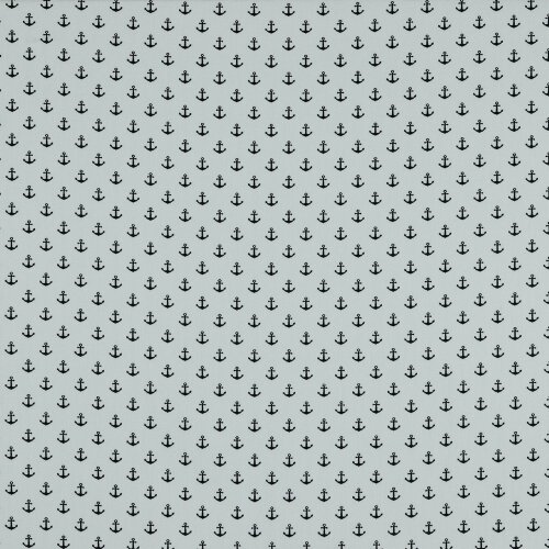 Popeline coton petite ancre - blanc/BLACK