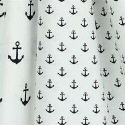 Cotton poplin small anchor - white/BLACK