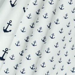 Cotton poplin small anchor - white/NAVY