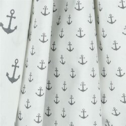 Cotton poplin small anchor - white/GREY