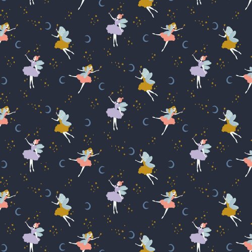 Popeline di cotone organico MAGICAL NIGHT - blu scuro