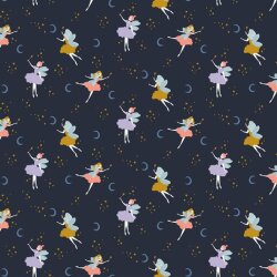 Organic cotton poplin MAGICAL NIGHT - dark blue