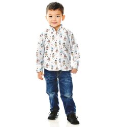 Cotton poplin animal pirates - light grey