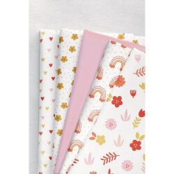 Cotton poplin colourful flowers - white